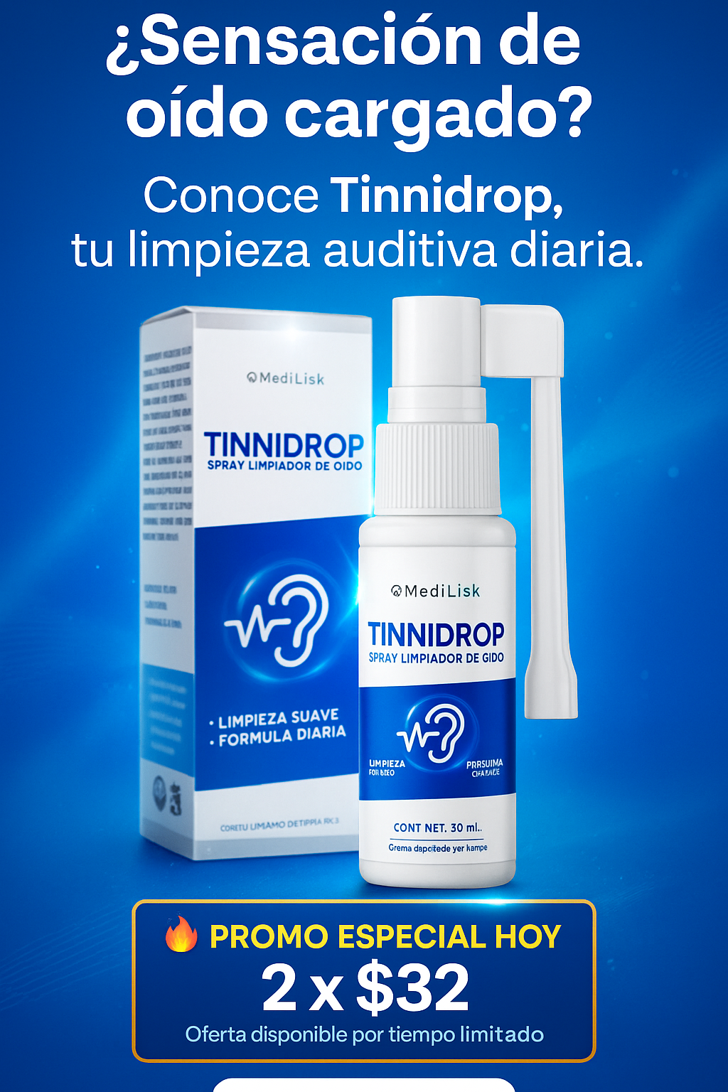 TinniDrop Pro – Alivio Auditivo Instantáneo  solo hoy 2 x $/32.00